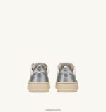 Autry γυναίκες δίχρωμα mid sneakers medalist σε δερμάτινο λευκό και ασημί 04FXF225 - Image 3
