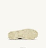 Autry γυναίκες δίχρωμα mid sneakers medalist σε δερμάτινο λευκό και μπρονζέ 04FXF191 - Image 4
