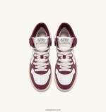 Autry γυναίκες δίχρωμα mid sneakers medalist σε δερμάτινο λευκό και μπορντό 04FXF190 - Image 5