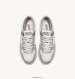 Autry γυναίκες δίχρωμα mid sneakers medalist σε δερμάτινο λευκό και ασημί 04FXF238 - Image 5