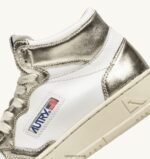 Autry γυναίκες δίχρωμα mid sneakers medalist σε δερμάτινο λευκό και πλατινέ 04FXF237 - Image 6