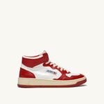 Autry γυναίκες δίχρωμα mid sneakers medalist σε δερμάτινο λευκό και κόκκινο 04FXF189