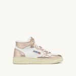 Autry γυναίκες δίχρωμα mid sneakers medalist σε δερμάτινο λευκό και μπρονζέ 04FXF191