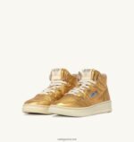 Autry γυναίκες Ολυμπιονίκης mid sneakers από μπρούτζινο πλαστικοποιημένο δέρμα κατσίκας 04FXF209 - Image 2