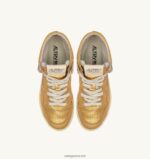 Autry γυναίκες Ολυμπιονίκης mid sneakers από μπρούτζινο πλαστικοποιημένο δέρμα κατσίκας 04FXF209 - Image 5