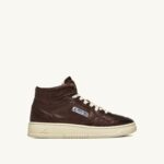Autry γυναίκες Ολυμπιονίκης mid sneakers σε έβενο καφέ πλαστικοποιημένο δέρμα κατσίκας 04FXF210