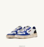 Autry γυναίκες σούπερ vintage χαμηλά sneakers σε δερμάτινο λευκό μπλε και μαύρο 04FXF200 - Image 2