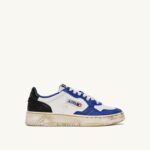 Autry γυναίκες σούπερ vintage χαμηλά sneakers σε δερμάτινο λευκό μπλε και μαύρο 04FXF200