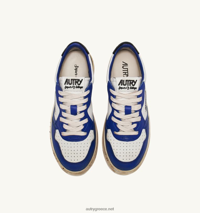 Autry γυναίκες σούπερ vintage χαμηλά sneakers σε δερμάτινο λευκό μπλε και μαύρο 04FXF200 - Image 5