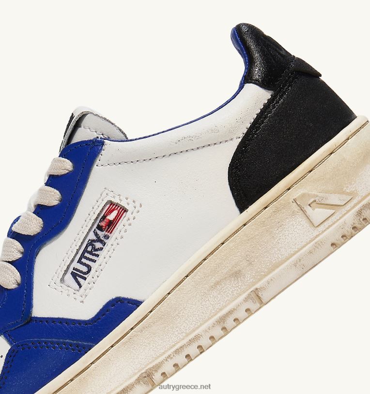 Autry γυναίκες σούπερ vintage χαμηλά sneakers σε δερμάτινο λευκό μπλε και μαύρο 04FXF200 - Image 6