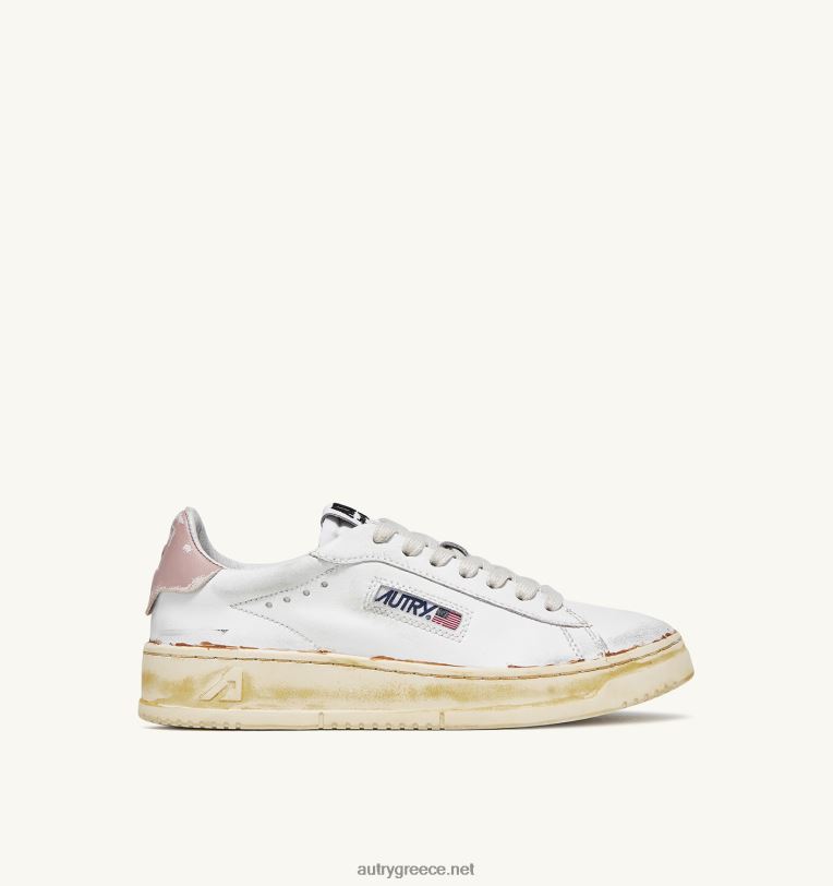 autry_ceb3cf85cebdceb1ceafcebaceb5cf82_cf87ceb1cebcceb7cebbceac_vintage_sneakers_cebdcf84ceaccebbceb1cf82_cebcceb5_cf86ceb9cebdce.jpg Autry γυναίκες Χαμηλά vintage sneakers ντάλας με φινίρισμα κόλλας σε λευκό δέρμα και ροζ πούδρα 04FXF262 - Image 1