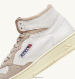 Autry γυναίκες medalist mid sneakers σε δέρμα και σουέντ λευκό 04FXF232 - Image 6