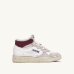 Autry γυναίκες medalist mid sneakers σε λευκό και μπορντό δέρμα κατσίκας και σουέτ 04FXF233