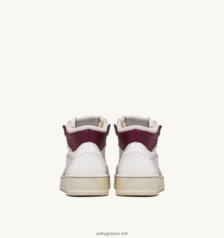 Autry γυναίκες medalist mid sneakers σε λευκό και μπορντό δέρμα κατσίκας και σουέτ 04FXF233 - Image 3