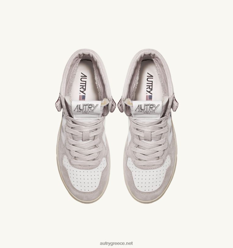 Autry γυναίκες medalist mid sneakers σε λευκό και μπορντό δέρμα κατσίκας και σουέτ 04FXF233 - Image 5