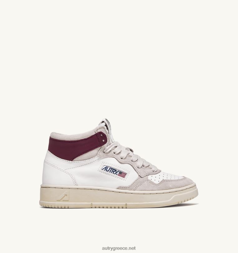 Autry γυναίκες medalist mid sneakers σε λευκό και μπορντό δέρμα κατσίκας και σουέτ 04FXF233 - Image 1