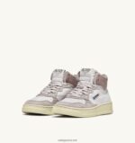 Autry γυναίκες medalist mid sneakers σε λευκό και ροζ δέρμα κατσίκας και σουέτ 04FXF231 - Image 2