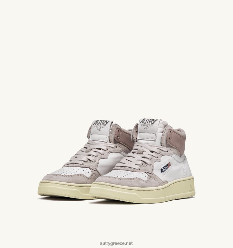 Autry γυναίκες medalist mid sneakers σε λευκό και ροζ δέρμα κατσίκας και σουέτ 04FXF231 - Image 2