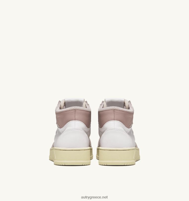 Autry γυναίκες medalist mid sneakers σε λευκό και ροζ δέρμα κατσίκας και σουέτ 04FXF231 - Image 3