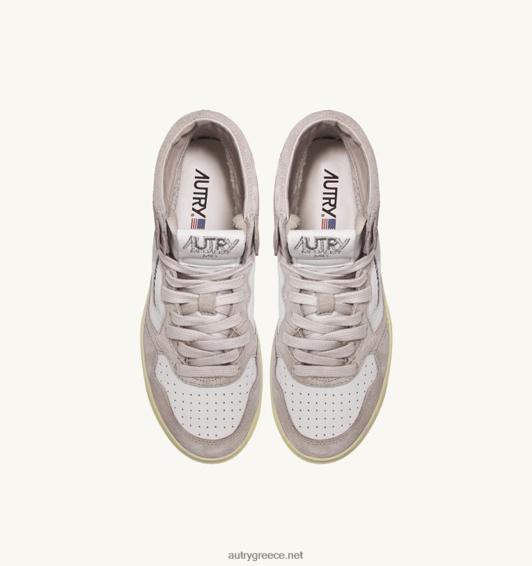 Autry γυναίκες medalist mid sneakers σε λευκό και ροζ δέρμα κατσίκας και σουέτ 04FXF231 - Image 5