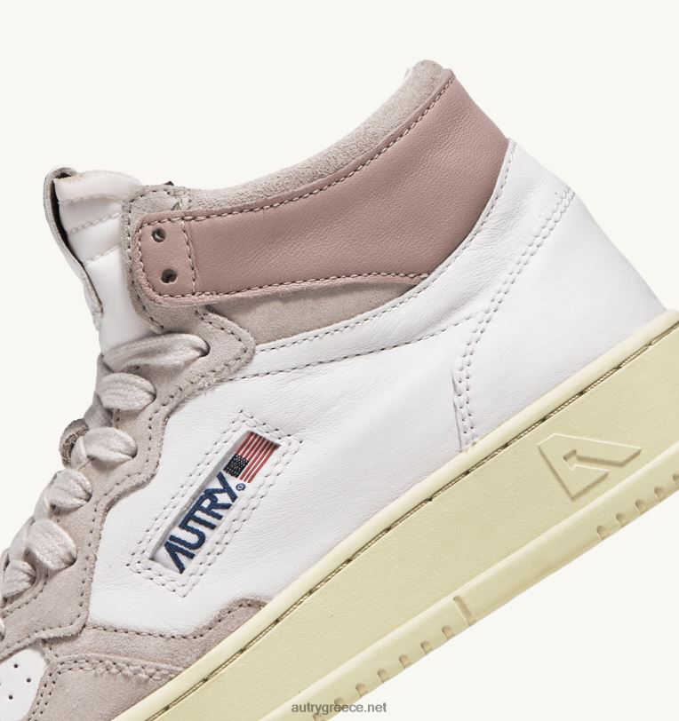 Autry γυναίκες medalist mid sneakers σε λευκό και ροζ δέρμα κατσίκας και σουέτ 04FXF231 - Image 6