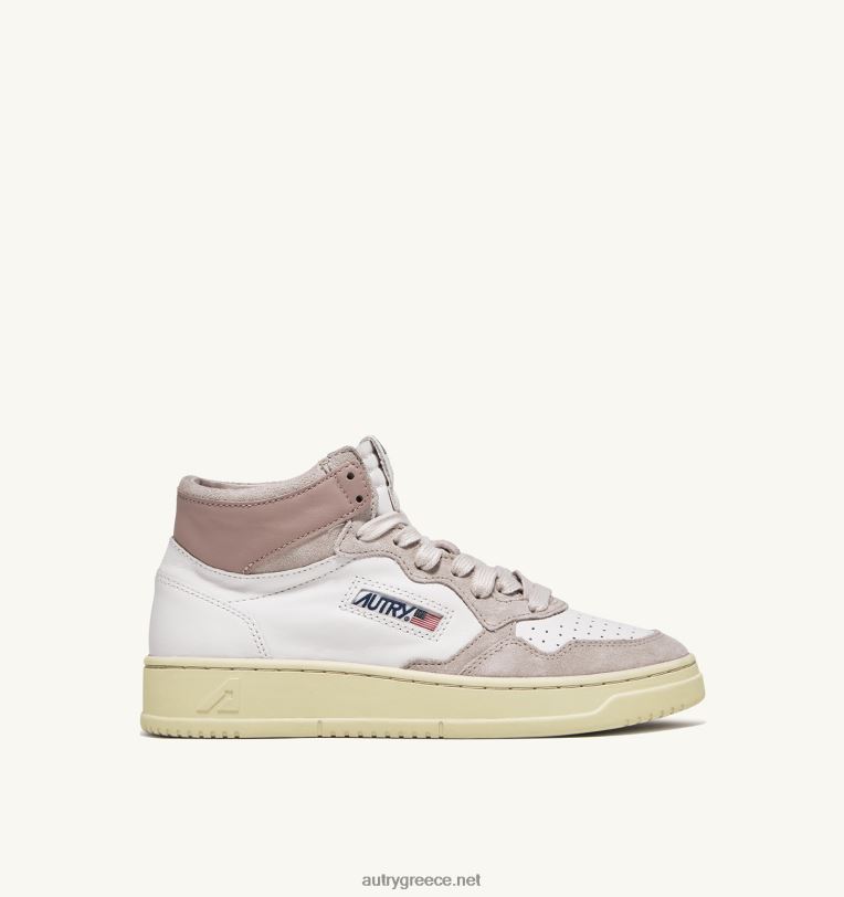 autry_ceb3cf85cebdceb1ceafcebaceb5cf82_medalist_mid_sneakers_cf83ceb5_cebbceb5cf85cebacf8c_cebaceb1ceb9_cf81cebfceb6_ceb4ceadcf81ce.jpg Autry γυναίκες medalist mid sneakers σε λευκό και ροζ δέρμα κατσίκας και σουέτ 04FXF231 - Image 1