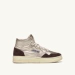 Autry γυναίκες medalist mid sneakers σε πλατινέ και καφέ δέρμα και σουέτ 04FXF235