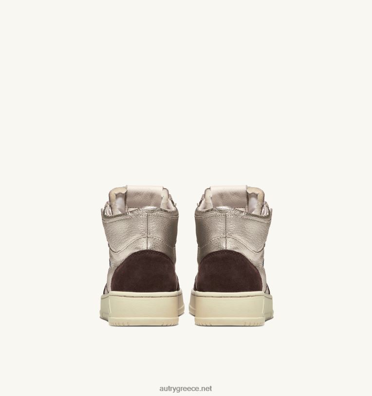 Autry γυναίκες medalist mid sneakers σε πλατινέ και καφέ δέρμα και σουέτ 04FXF235 - Image 3