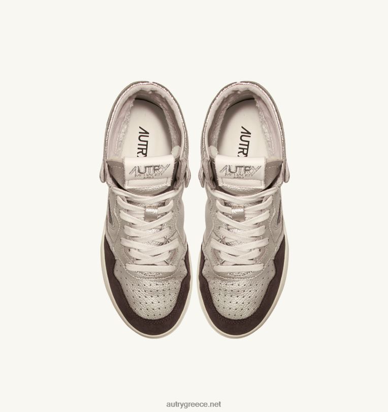 Autry γυναίκες medalist mid sneakers σε πλατινέ και καφέ δέρμα και σουέτ 04FXF235 - Image 5