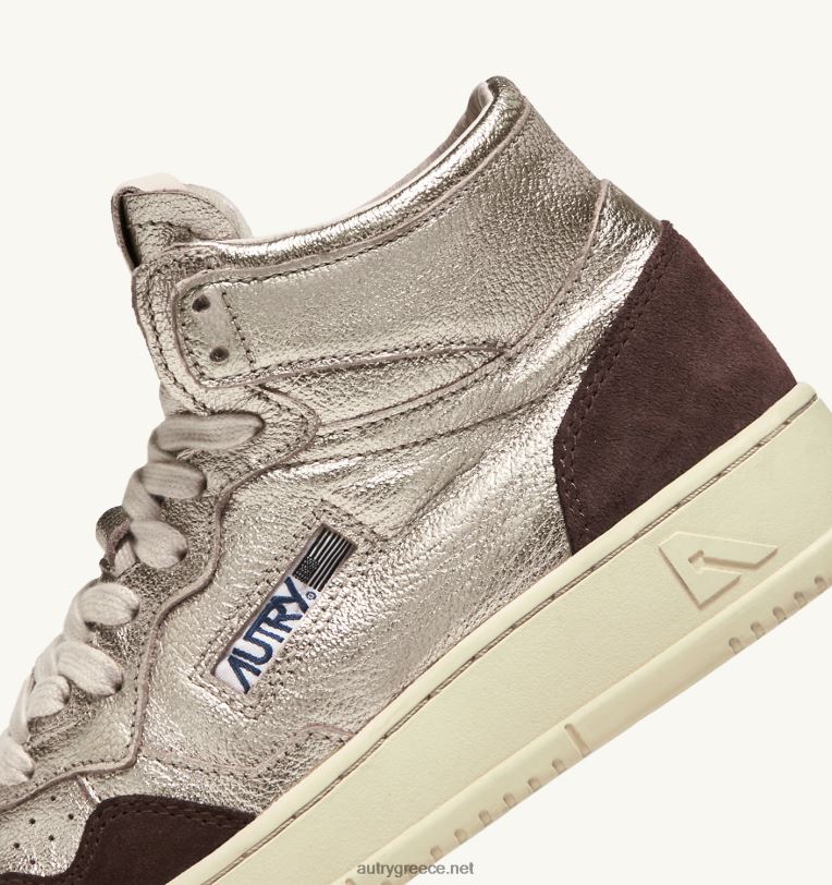 Autry γυναίκες medalist mid sneakers σε πλατινέ και καφέ δέρμα και σουέτ 04FXF235 - Image 6