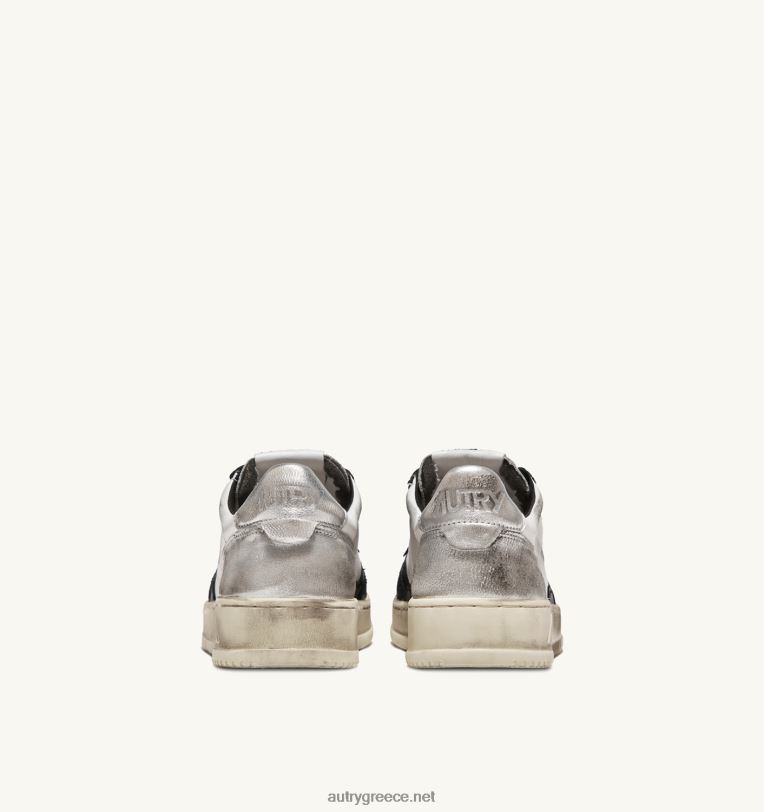 Autry γυναίκες super vintage χαμηλά sneakers σε δερμάτινο λευκό μαύρο και ασημί 04FXF201 - Image 3