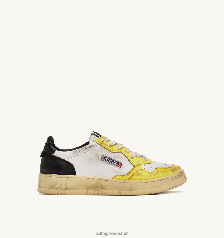autry_ceb3cf85cebdceb1ceafcebaceb5cf82_super_vintage_cf87ceb1cebcceb7cebbceac_sneakers_cf83ceb5_ceb4ceb5cf81cebcceaccf84ceb9cebdce.jpg Autry γυναίκες super vintage χαμηλά sneakers σε δερμάτινο λευκό μαύρο και κίτρινο 04FXF202 - Image 1
