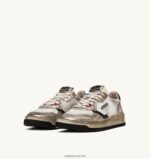 Autry γυναίκες super vintage χαμηλά sneakers σε διχτυωτό και σουέντ λευκό και oro 04FXF199 - Image 2