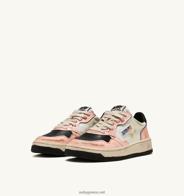 Autry γυναίκες super vintage mid sneakers σε δερμάτινο λευκό και ροζ 04FXF266 - Image 2