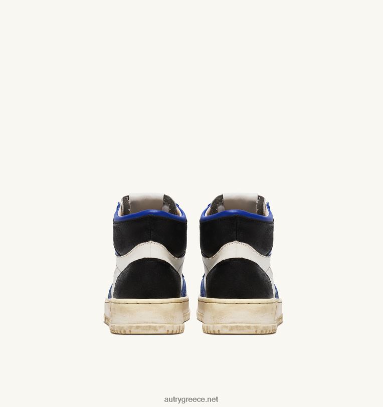 Autry γυναίκες super vintage mid sneakers σε δερμάτινο λευκό μπλε και μαύρο 04FXF203 - Image 3