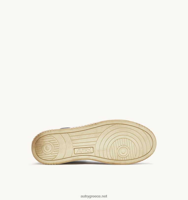 Autry γυναίκες super vintage mid sneakers σε δερμάτινο λευκό μπλε και μαύρο 04FXF203 - Image 4