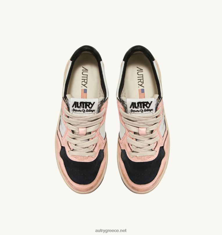 Autry γυναίκες super vintage mid sneakers σε δερμάτινο λευκό και ροζ 04FXF266 - Image 5