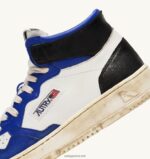 Autry γυναίκες super vintage mid sneakers σε δερμάτινο λευκό μπλε και μαύρο 04FXF203 - Image 6