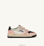 Autry γυναίκες super vintage mid sneakers σε δερμάτινο λευκό και ροζ 04FXF266